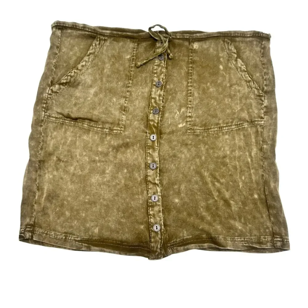 CHASER Heirloom Wovens Drawstring Button Down Skirt Women Size XS